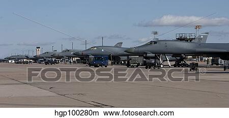 A long line up of B-1B Lancers at Dyess Air Force Base, Texas. View Large Photo Image Picture - A long line up of B-1B Lancers at Dyess Air Force Base, Texas.. Fotosearch