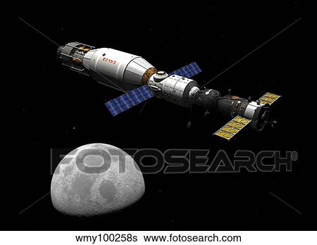 A manned Soyuz TMA-M spacecraft docked with an extended stay module. View Large Illustration Stock Illustration - A manned Soyuz TMA-M spacecraft docked with an extended stay module.. Fotosearch