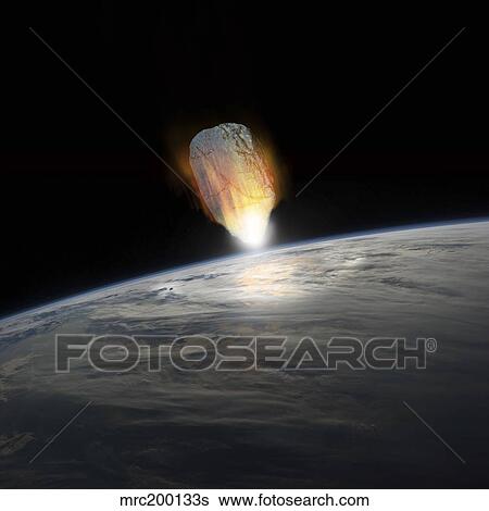 A massive asteroid enters Earth's atmosphere moments before impact with the planet. View Large Photo Image Stock Photograph - A massive asteroid enters Earth's atmosphere moments before impact with the planet.. Fotosearch
