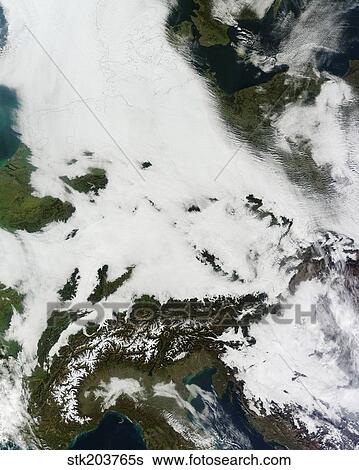 A massive cloudbank sprawled over central Europe. View Large Photo Image Stock Photograph - A massive cloudbank sprawled over central Europe.. Fotosearch
