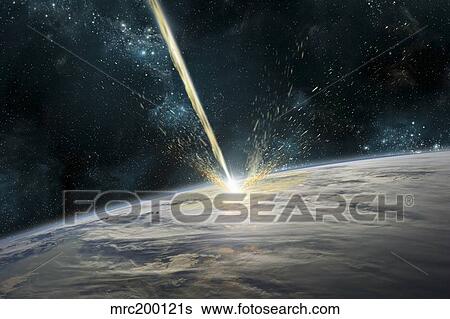A meteor strikes Earth. View Large Photo Image Stock Photograph - A meteor strikes Earth.. Fotosearch