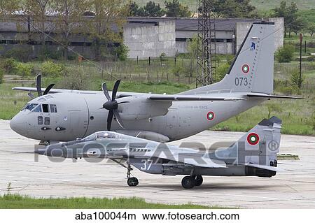 A MiG-29 Fulcrum and C-27J Spartan from the Bulgarian Air Force. View Large Photo Image Picture - A MiG-29 Fulcrum and C-27J Spartan from the Bulgarian Air Force.. Fotosearch