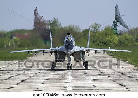 A MiG-29UB of the Bulgarian Air Force on the runway at Balchik Air Base. View Large Photo Image Picture - A MiG-29UB of the Bulgarian Air Force on the runway at Balchik Air Base.. Fotosearch