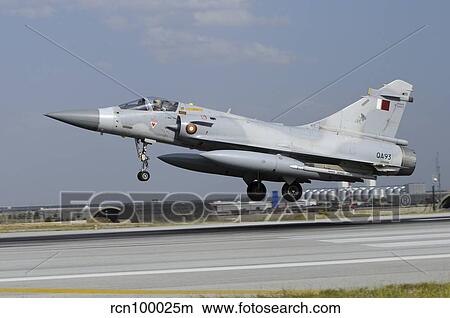 A Mirage 2000-5EDA from the Qatar Emiri Air Force landing at Konya Air Base. View Large Photo Image Picture - A Mirage 2000-5EDA from the Qatar Emiri Air Force landing at Konya Air Base.. Fotosearch