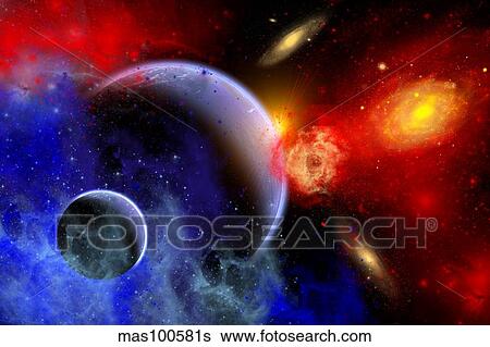 A mixture of colorful stars, planets, nebulae and galaxies. View Large Illustration Stock Illustration - A mixture of colorful stars, planets, nebulae and galaxies.. Fotosearch