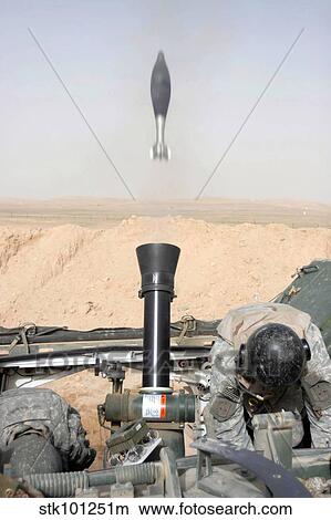 Picture - A mortar is fired from a Stryker vehicle.. Fotosearch