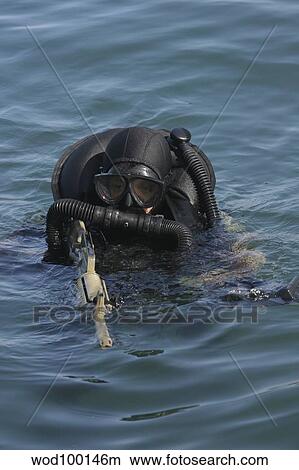 A Navy SEAL combat swimmer. View Large Photo Image Picture - A Navy SEAL combat swimmer.. Fotosearch