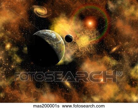 A nebulous star system in a distant part of our Milky Way galaxy. View Large Illustration Stock Illustration - A nebulous star system in a distant part of our Milky Way galaxy.. Fotosearch