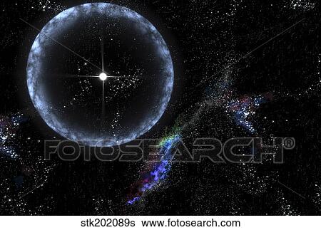 Stock Photograph - A Neutron star SGR 1806-20 producing a gamma ray flare.. Fotosearch