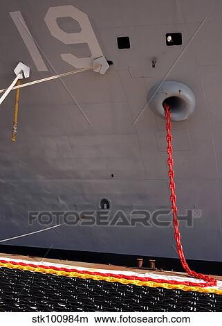 A new-12-shot anchor chain is hauled aboard the command ship USS Blue Ridge. View Large Photo Image Picture - A new-12-shot anchor chain is hauled aboard the command ship USS Blue Ridge.. Fotosearch