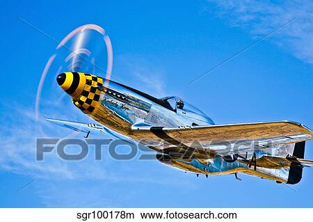 Picture - A North American P-51D Mustang in flight near Chino, California.. Fotosearch