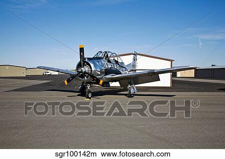 A North American T-28 Trojan military trainer aircraft. View Large Photo Image Picture - A North American T-28 Trojan military trainer aircraft.. Fotosearch