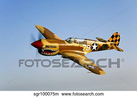 A P-40N Warhawk in flight. View Large Photo Image Picture - A P-40N Warhawk in flight.. Fotosearch