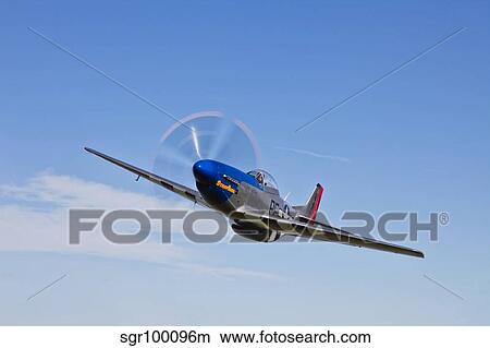 A P-51D Mustang in flight over Hollister, California. View Large Photo Image Picture - A P-51D Mustang in flight over Hollister, California.. Fotosearch