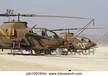 Picture - A pair of AH-1S Tzefa attack helicopters of the Israeli Air Force.. Fotosearch