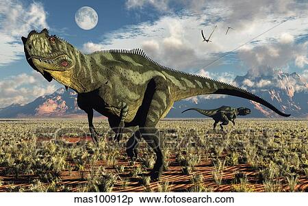 A pair of carnivorous Yangchuanosaurus dinosaurs. View Large Illustration Stock Illustration - A pair of carnivorous Yangchuanosaurus dinosaurs.. Fotosearch