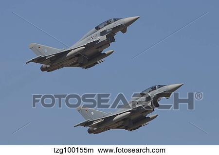 A pair of Eurofighter Typhoon aircraft from the German Air Force. View Large Photo Image Picture - A pair of Eurofighter Typhoon aircraft from the German Air Force.. Fotosearch