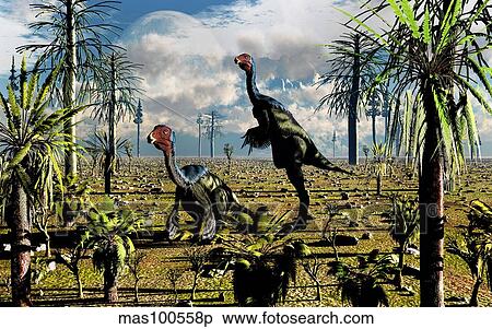 A pair of omnivorous Caudipteryx feathered dinosaurs. View Large Illustration Stock Illustration - A pair of omnivorous Caudipteryx feathered dinosaurs.. Fotosearch