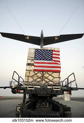 Picture - A pallet containing humanitarian relief supplies.. Fotosearch