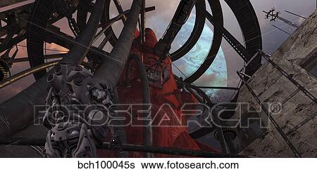A pilot looks up at his ride to the stars. View Large Illustration Stock Illustration - A pilot looks up at his ride to the stars.. Fotosearch