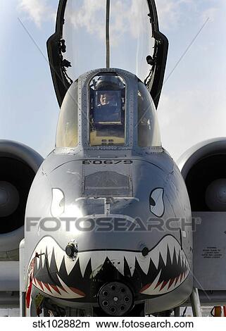 A pilot prepares to dismount his A-10C Thunderbolt II. View Large Photo Image Picture - A pilot prepares to dismount his A-10C Thunderbolt II.. Fotosearch