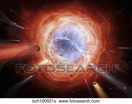 Stock Illustration - A planetary nebula is forming as the star expells its outer layers.. Fotosearch