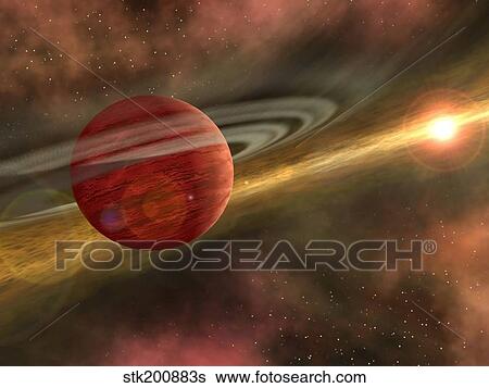 A possible newfound planet spins through a clearing in a nearby star's dusty, planet-forming disc. View Large Illustration Stock Illustration - A possible newfound planet spins through a clearing in a nearby star's dusty, planet-forming disc.. Fotosearch
