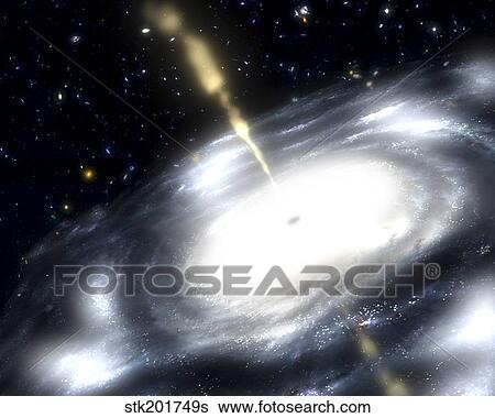 Stock Illustration - A rare galaxy that is extremely dusty, and produces radio jets. Fotosearch