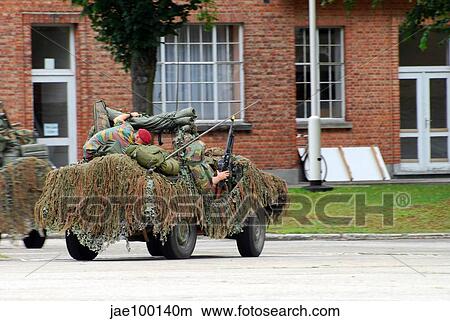 Picture - A recce or scout team of the Belgian Army during a training session.. Fotosearch