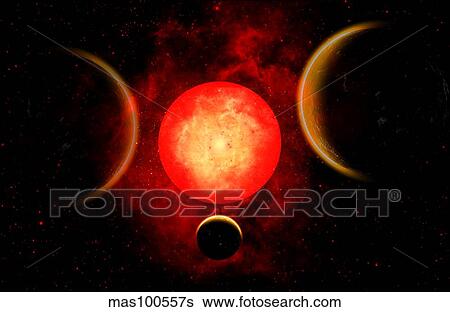 A red giant star, planetary star system. View Large Illustration Stock Illustration - A red giant star, planetary star system.. Fotosearch