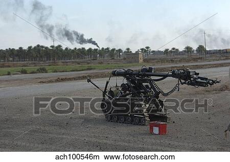 A remote controlled vehicle used to inspect improvised explosive devices. View Large Photo Image Picture - A remote controlled vehicle used to inspect improvised explosive devices.. Fotosearch