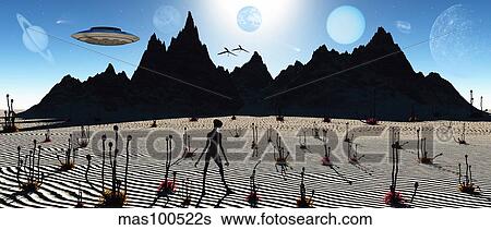 A reptoid alien being on a distant alien world. View Large Illustration Stock Illustration - A reptoid alien being on a distant alien world.. Fotosearch