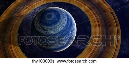 A ringed blue gas giant with shepherd moon in the rings. View Large Illustration Stock Illustration - A ringed blue gas giant with shepherd moon in the rings.. Fotosearch