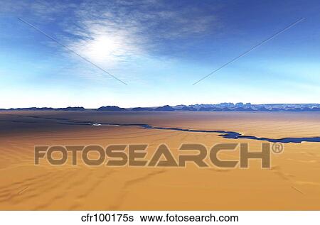 Stock Illustration - A river flows through this desert wilderness area.. Fotosearch