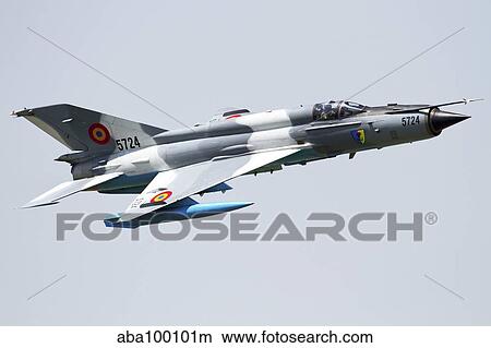 A Romanian Air Force MiG-21 Lancer over Romania. View Large Photo Image Picture - A Romanian Air Force MiG-21 Lancer over Romania.. Fotosearch
