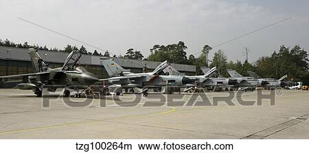 A row of German Air Force Panavia Tornado aircraft. View Large Photo Image Picture - A row of German Air Force Panavia Tornado aircraft.. Fotosearch