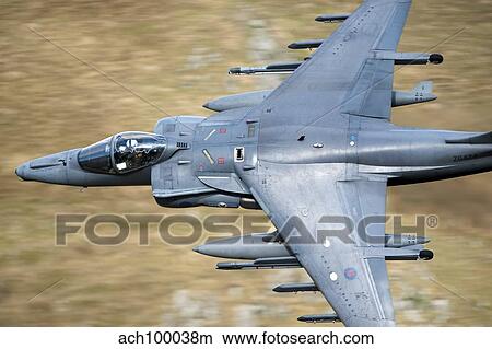 Picture - A Royal Air Force Harrier GR9 flying low over North Wales.. Fotosearch