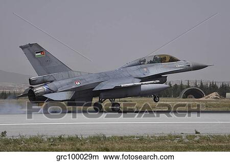 A Royal Jordanian Air Force F-16AM aircraft landing at Konya Air Base, Turkey. View Large Photo Image Picture - A Royal Jordanian Air Force F-16AM aircraft landing at Konya Air Base, Turkey.. Fotosearch