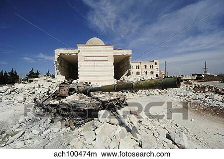 A Russian T-72 main battle tank destroyed in Azaz, Syria. View Large Photo Image Picture - A Russian T-72 main battle tank destroyed in Azaz, Syria.. Fotosearch