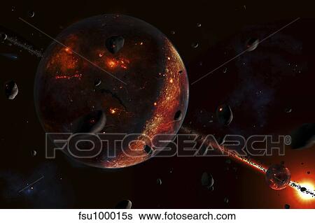 A scene portraying the early stages of a solar system forming. View Large Illustration Stock Illustration - A scene portraying the early stages of a solar system forming.. Fotosearch