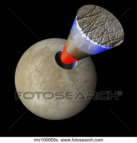 Stock Illustration - A schematic showing the layers of Europa.. Fotosearch