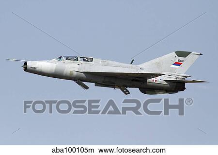 A Serbian Air Force MiG-21UM jet fighter. View Large Photo Image Picture - A Serbian Air Force MiG-21UM jet fighter.. Fotosearch
