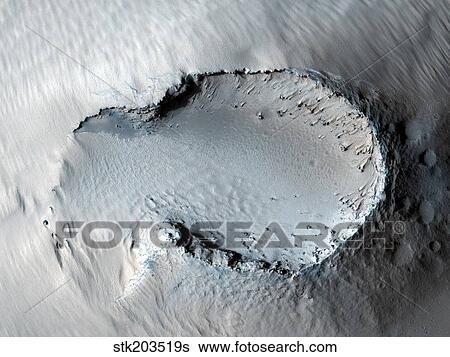 Stock Photograph - A small cone on the side of one of Mars' giant shield volcanoes.. Fotosearch