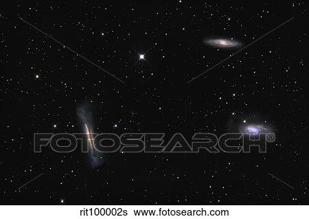 A small group of galaxies known as the Leo Triplet. View Large Photo Image Stock Photograph - A small group of galaxies known as the Leo Triplet.. Fotosearch