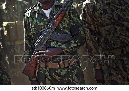 Picture - A soldier with the Armed Forces for the Defense of Mozambique. Fotosearch