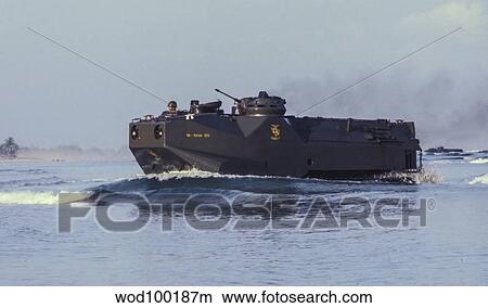 A South Korean Marine amphibious landing vehicle off Tok Sok Ri beach. View Large Photo Image Picture - A South Korean Marine amphibious landing vehicle off Tok Sok Ri beach.. Fotosearch