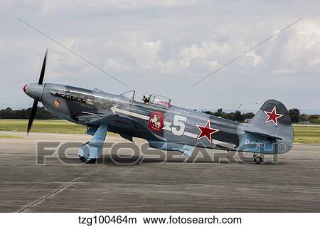 Picture - A Soviet Air Force Yak-3 replica on the runway.. Fotosearch