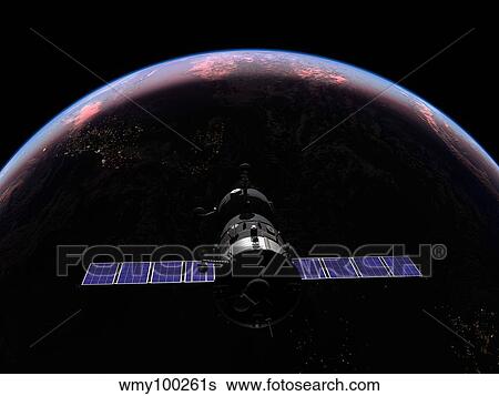 A Soyuz TMA-M spacecraft soars over the Atlantic Ocean at sunset. View Large Illustration Stock Illustration - A Soyuz TMA-M spacecraft soars over the Atlantic Ocean at sunset.. Fotosearch