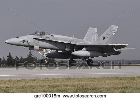 A Spanish Air Force EF-18A aircraft landing at Konya Air Base, Turkey. View Large Photo Image Picture - A Spanish Air Force EF-18A aircraft landing at Konya Air Base, Turkey.. Fotosearch