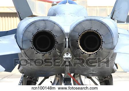A Spanish Air Force EF-18M Hornet close-up on its engines exhausts. View Large Photo Image Picture - A Spanish Air Force EF-18M Hornet close-up on its engines exhausts.. Fotosearch